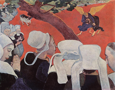 reproductie Vision after the sermon van Paul Gauguin
